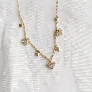 Alicia Bonnie Isabella Gold Charm Necklace White Crystal
